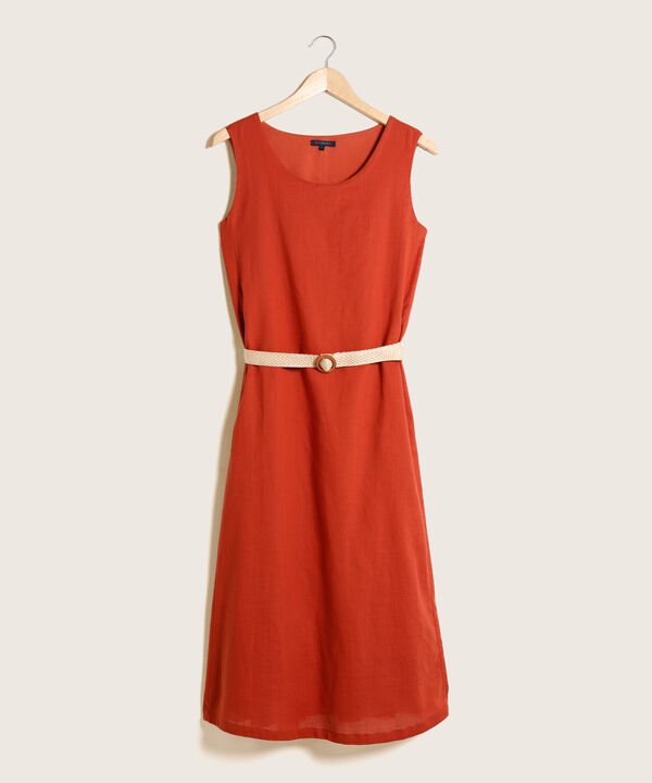 Vestido Manga Sisa Con Cinturon Entela Del Cuerpo