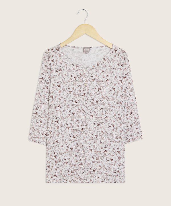 Blusa Manga 3/4 Con Botonadura Estampada
