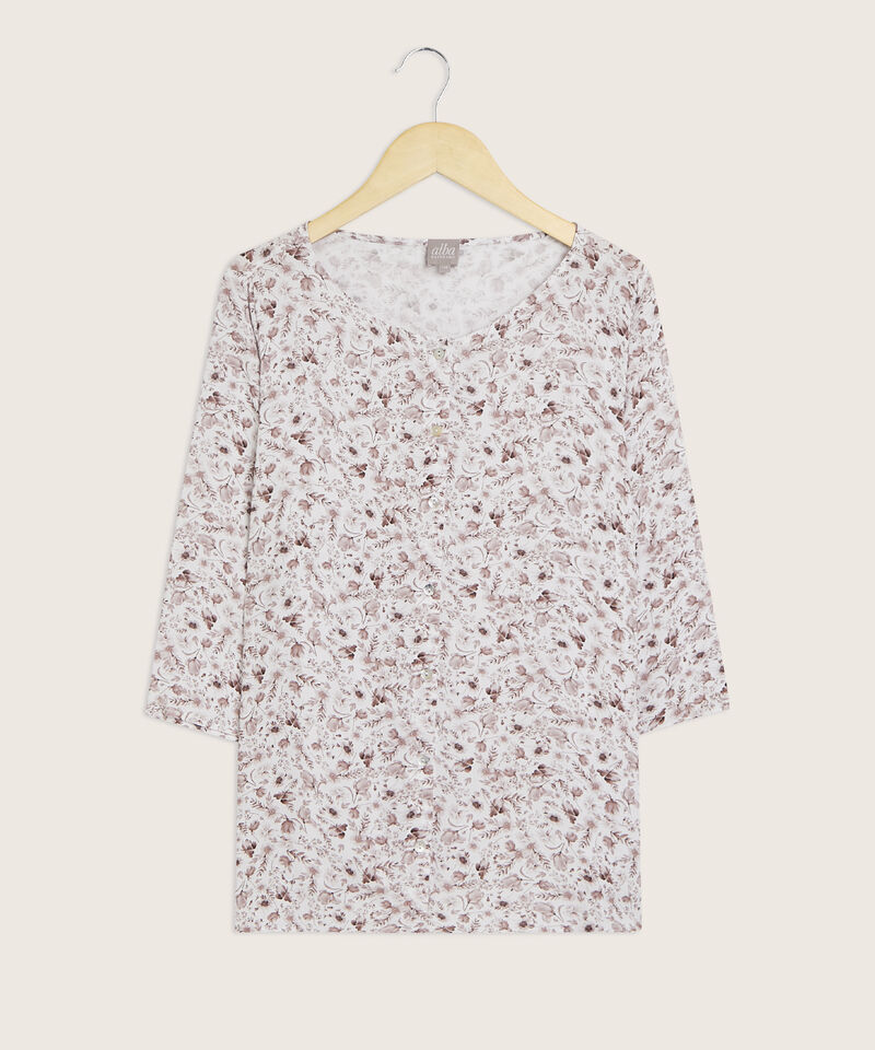 Blusa Manga 3/4 Con Botonadura Estampada