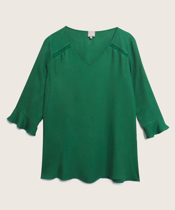 Blusa Manga 3/4 Con Ruche En Puño
