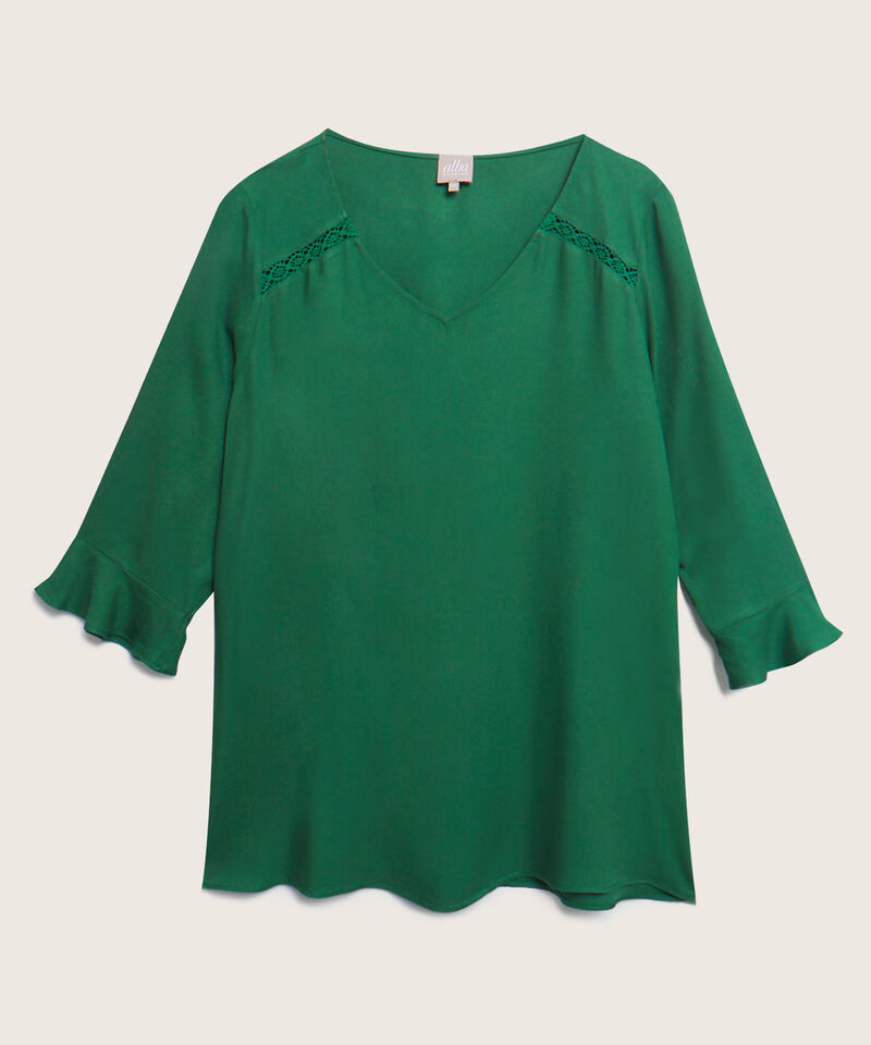 Blusa Manga 3/4 Con Ruche En Puño