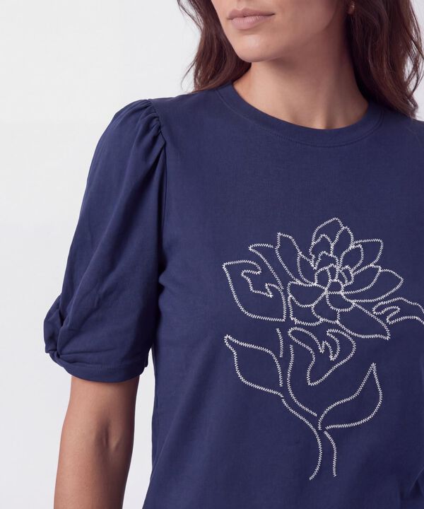 Camiseta Con Mangas Abullonadas Para Mujer