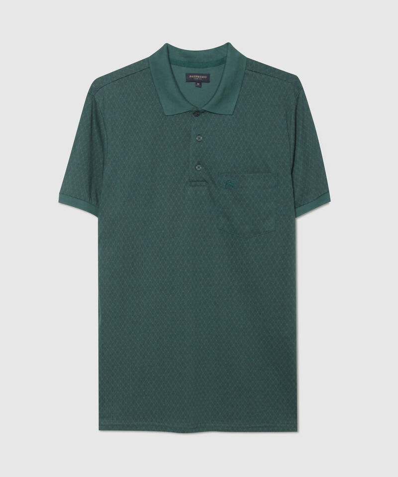 Polo Estampada, Cuello Y Puños Tejidos Con Bolsillo, Silueta Slim Fit,
