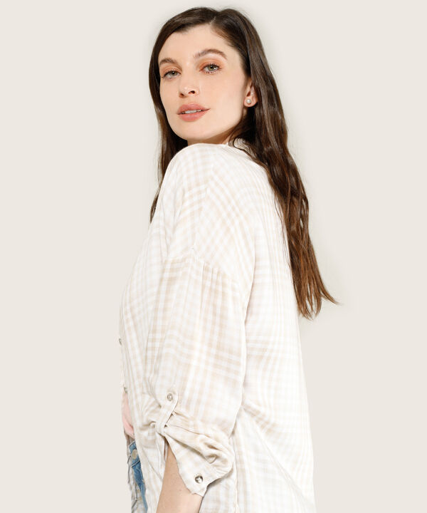 Camisa A Cuadros Manga Larga Para Mujer