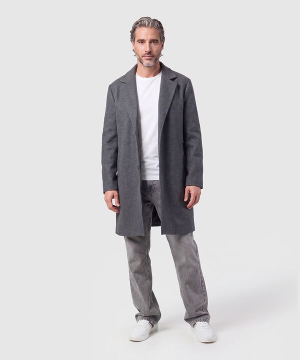 Abrigo Largo Con Solapa Para Hombre