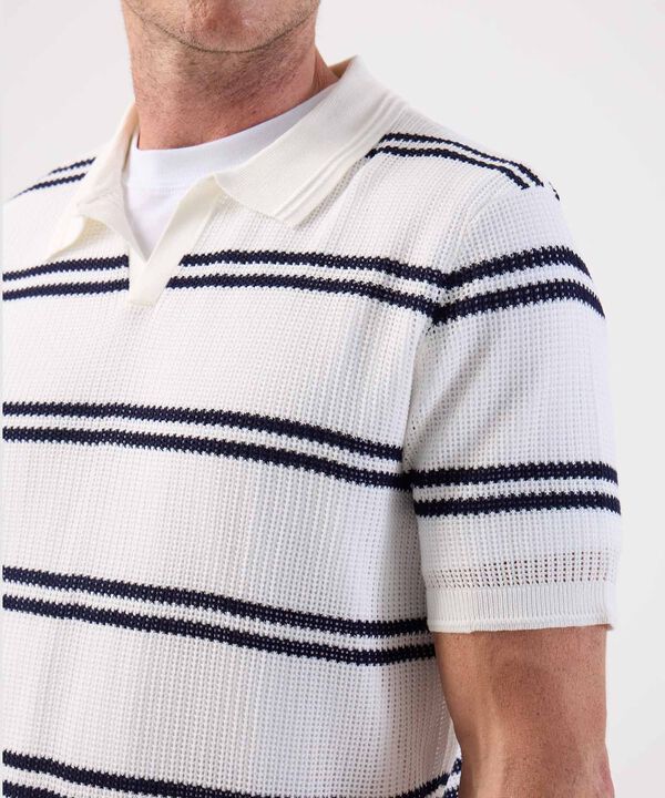 Polo de Punto Abierto para Hombre con Rayas image number null