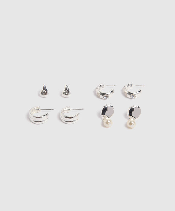 Set X4 Aretes Con Perlas Y Argollas  image number null