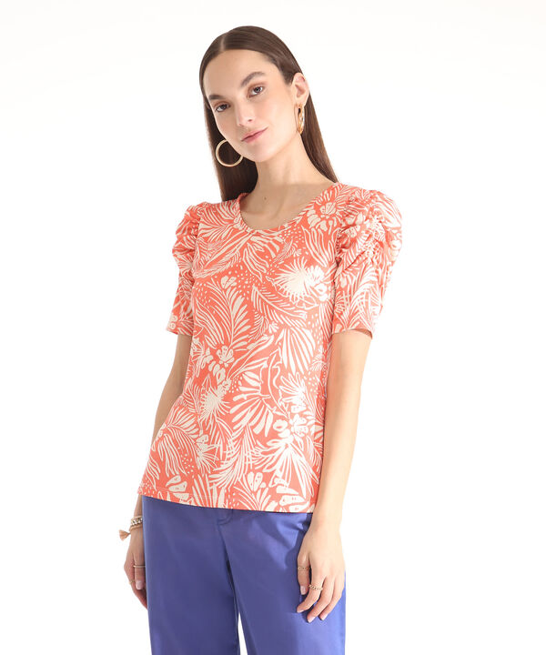 Camiseta Estampada Manga Corta Con Ruche image number null