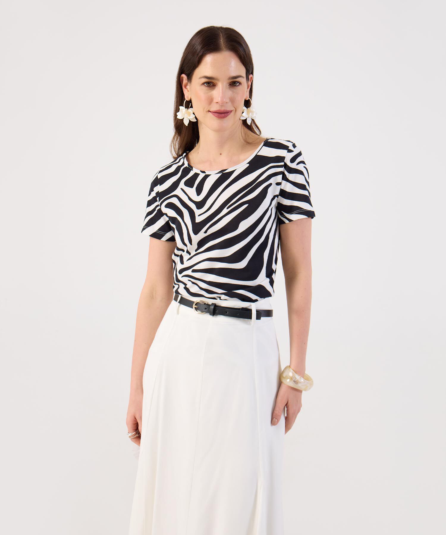 Camiseta Estampada de Corte Recto para Mujer