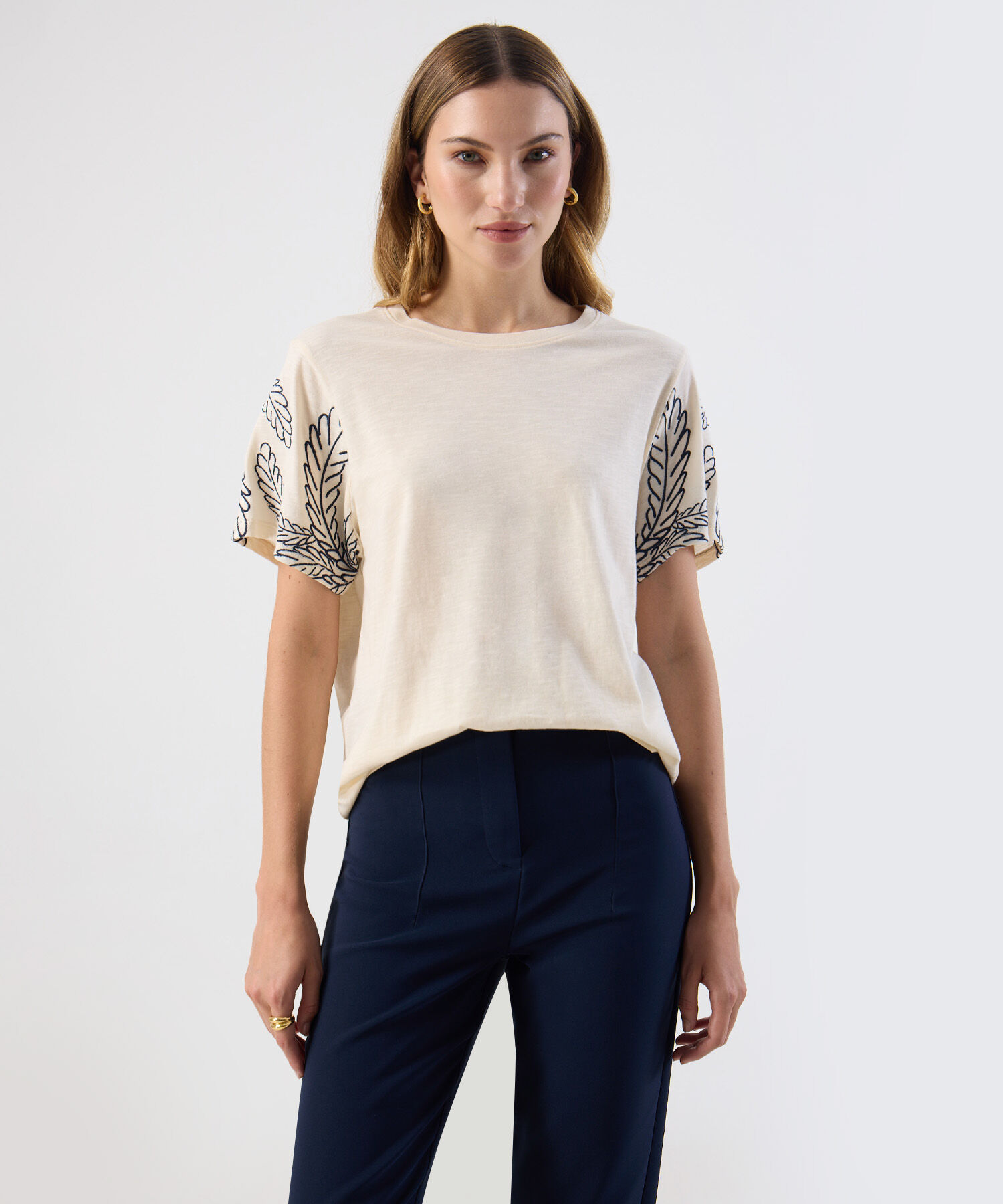 Camiseta Casual Manga Corta Detalle Para Mujer