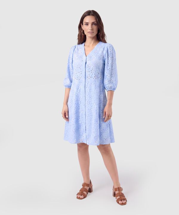 Vestido Corto Bordado Unicolor Para Mujer image number null