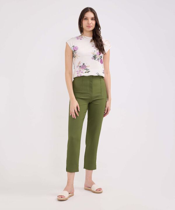 Pantalon Tiro Alto Unicolor image number null