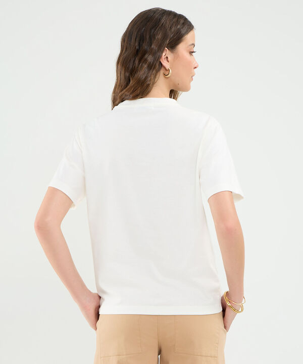 Camiseta Manga Corta Con Bordado Para Mujer