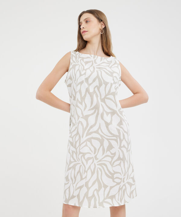 Vestido Estampado Manga Sisa Con Bolsillos Laterales image number null