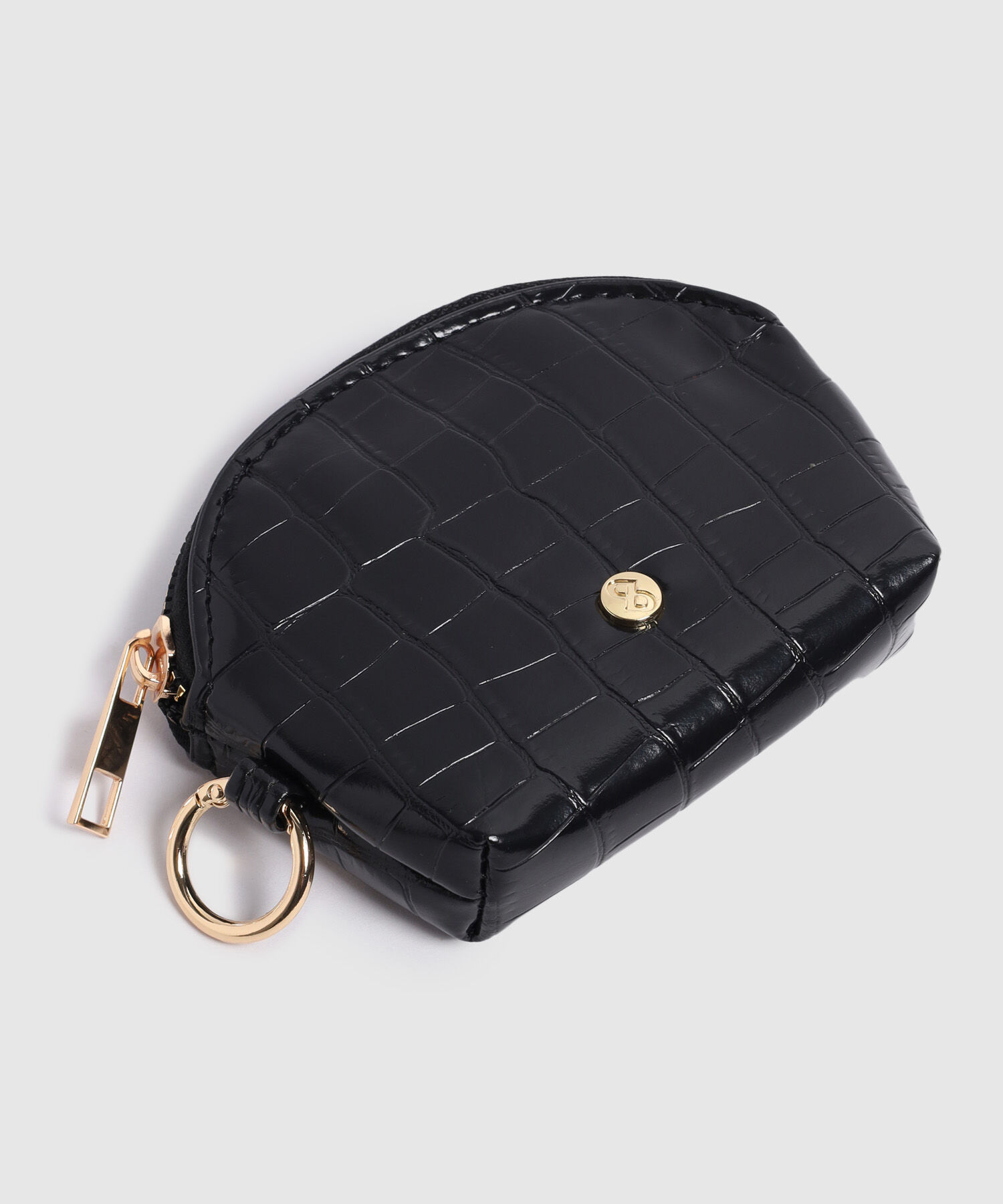 Monedero Semicircular Textura Reptil Para Mujer