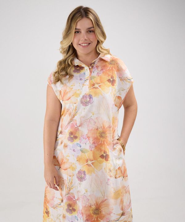 Vestido Camisero Manga Corrida Estampado image number null