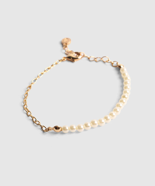Set X 2 Pulseras Doradas Con Perlas image number null