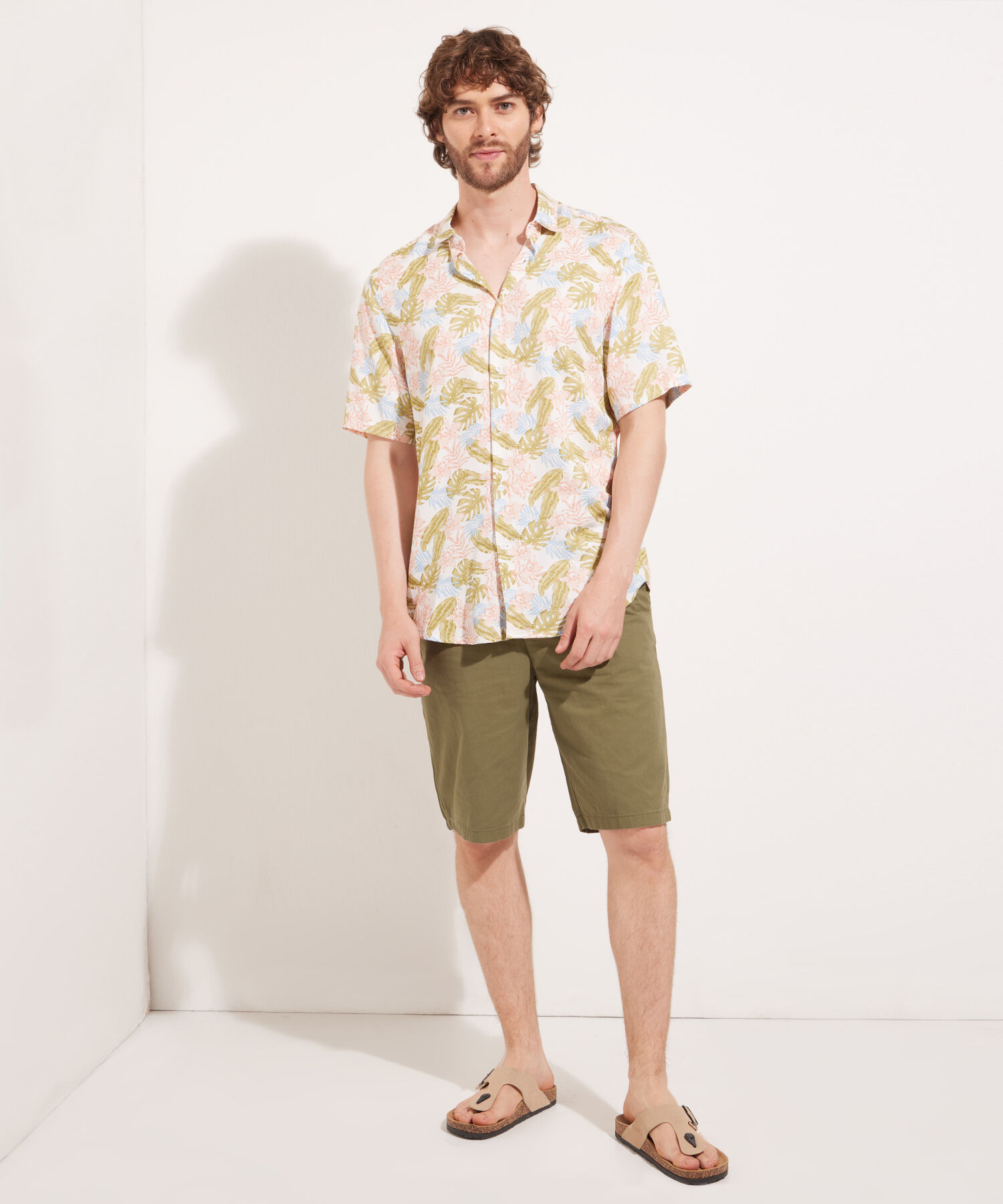 Camisa Manga Corta Estampada En Viscosa