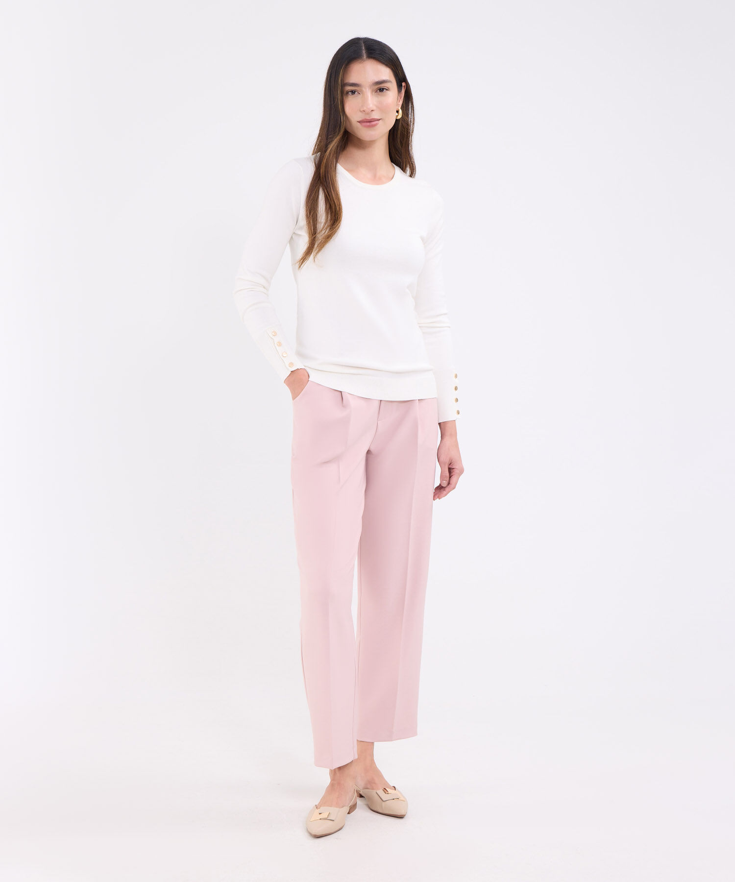 Saco unicolor  con botones en puño para mujer