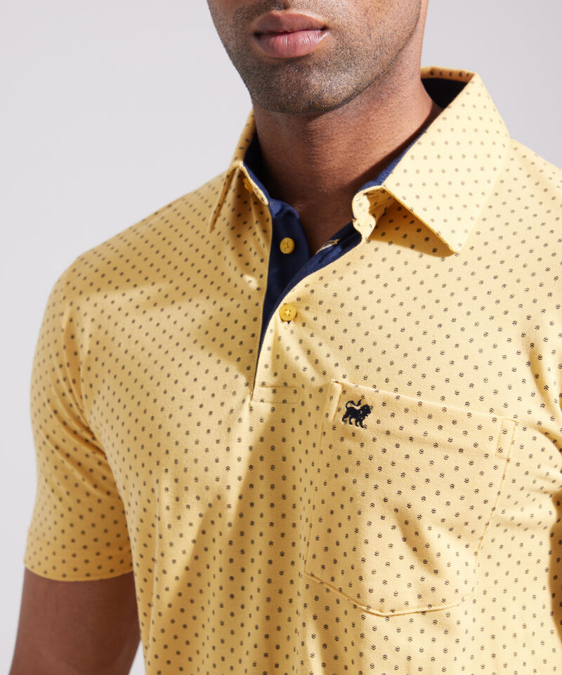 Polo Estampada Cuello Duro, Con Bolsillo