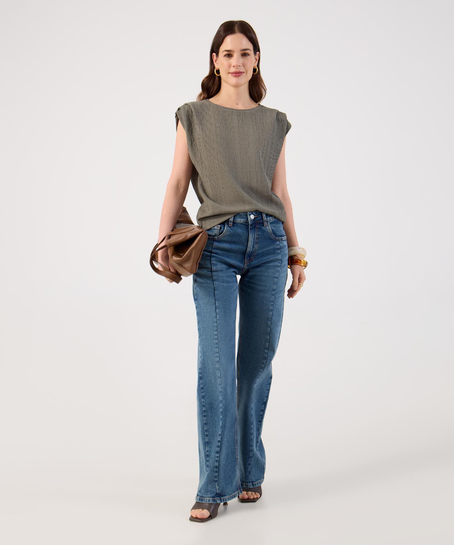 Camiseta con Hombros Drapeados para Mujer