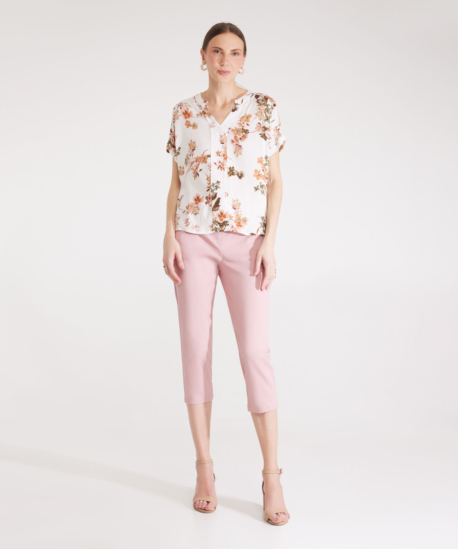 Blusa Manga Corta Con Guardapolvo Estampada