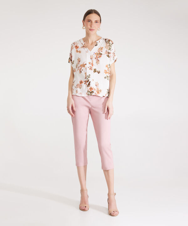 Blusa Manga Corta Con Guardapolvo Estampada