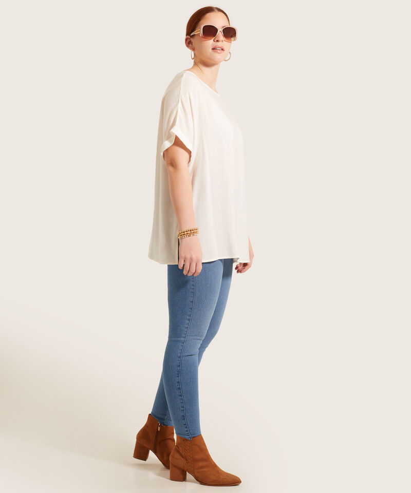Blusa Unicolor Manga Corta Corrida Con Guardapolvo
