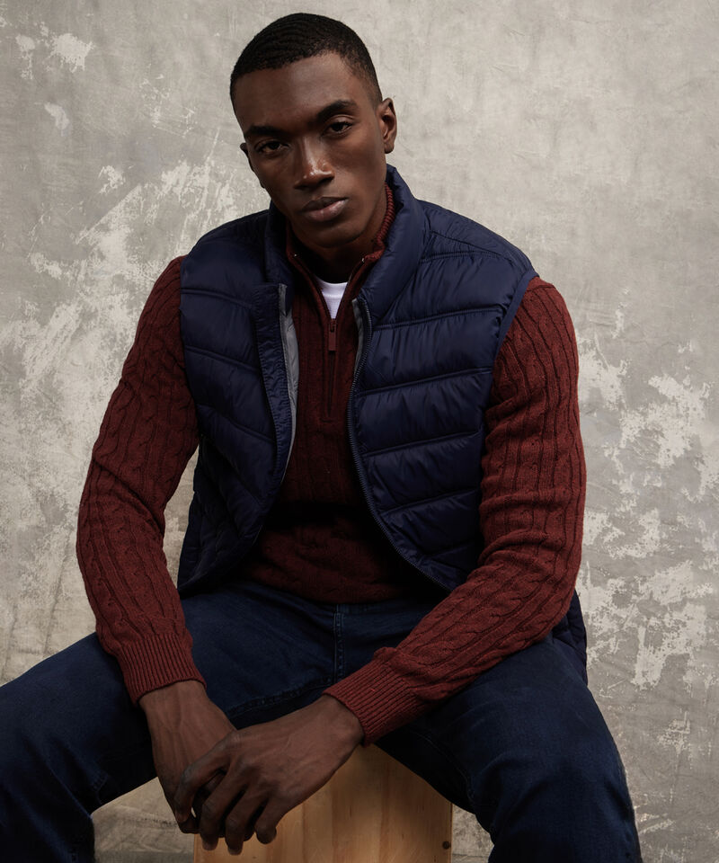 Chaleco Acolchado Unicolor Con Bolsillos De Ribete En Frente