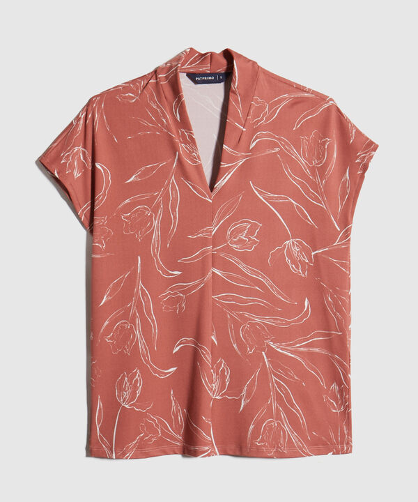 Camiseta Manga Corta Estampada, Cuello En V