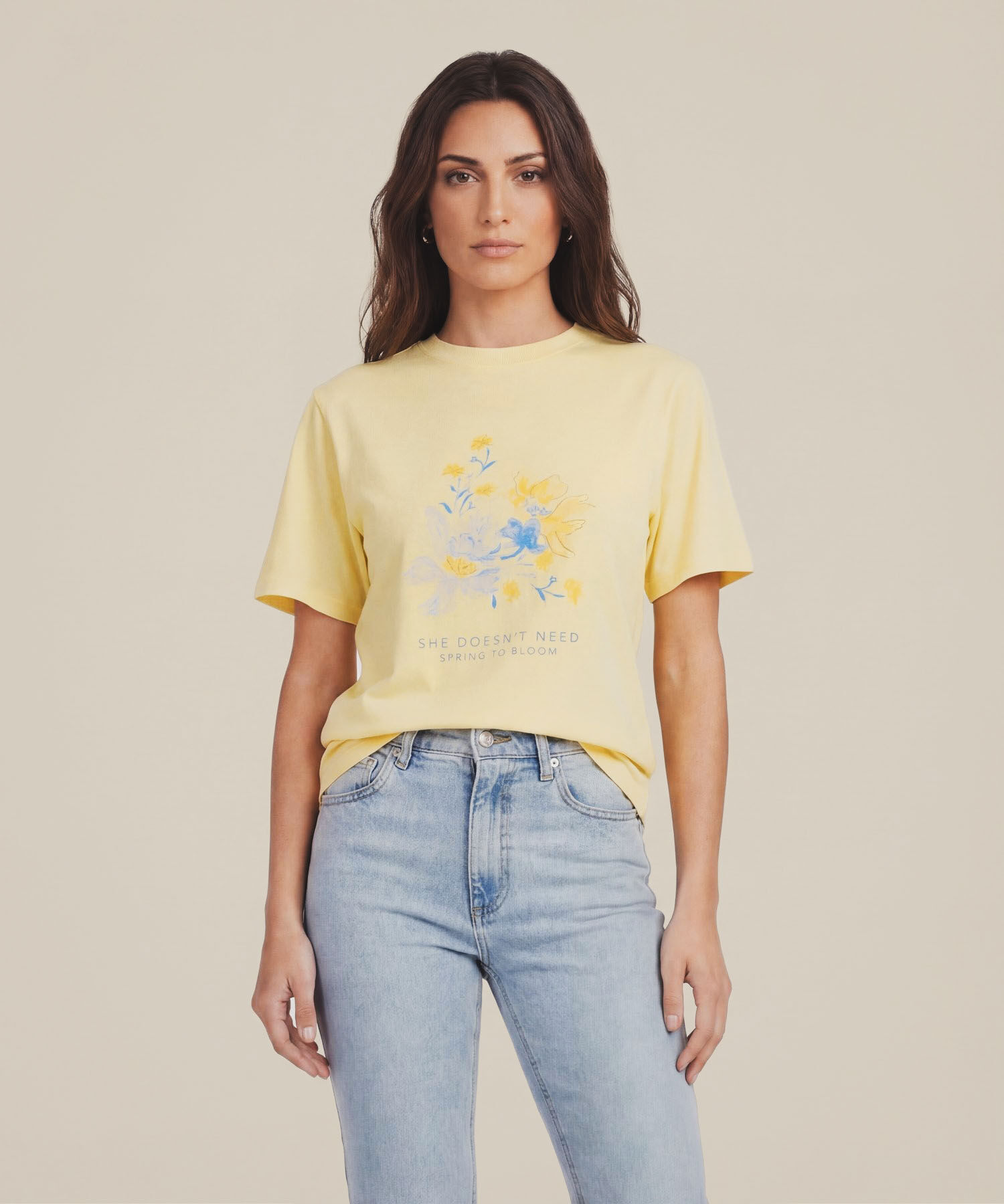 Camiseta Estempada Cuello Redondo Para Mujer