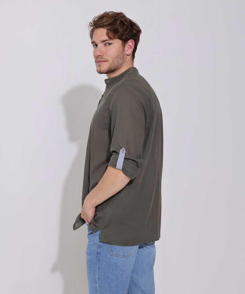 Camisa Manga Larga Cuello Neru Unicolor