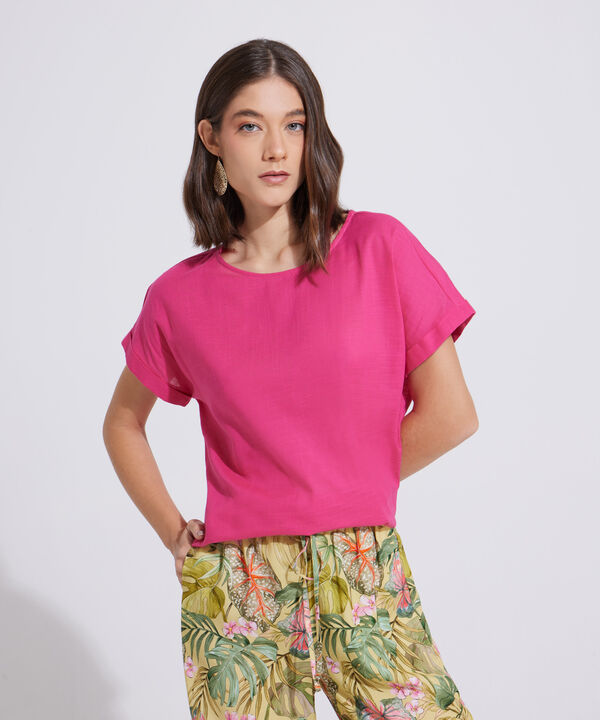 Blusa Manga Corta Corrida Unicolor image number null
