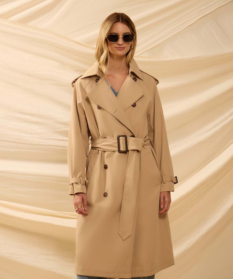 Chaqueta Larga Con Cintur&oacute;n Para Mujer