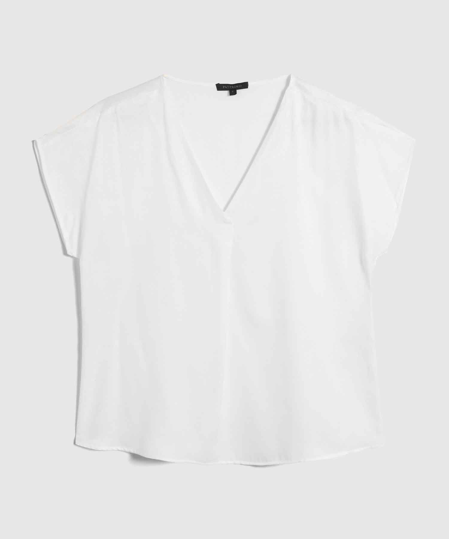 Blusa Manga Corta Rodada Con Escote En V