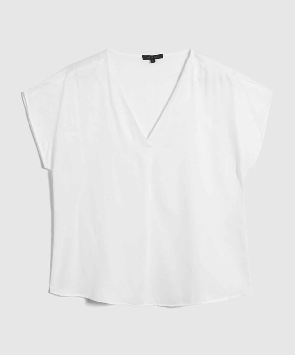 Blusa Manga Corta Rodada Con Escote En V