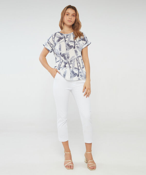 Blusa Manga Corta Corrida Estampada