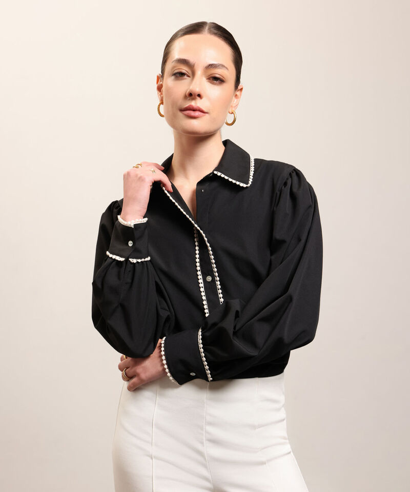 Camisa Unicolor Con Textura Para Mujer