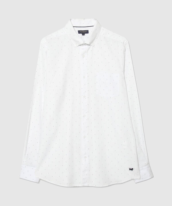 Camisa Corbatera Manga Larga Estampado Cuello Button Down Regular