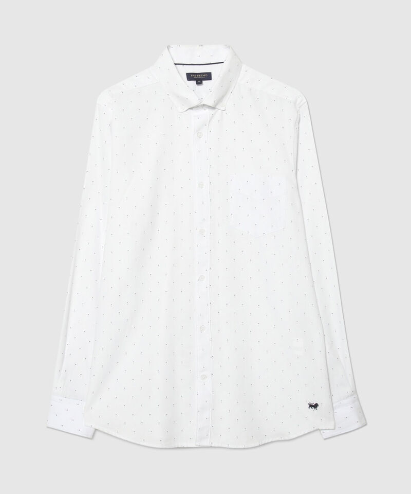 Camisa Corbatera Manga Larga Estampado Cuello Button Down Regular