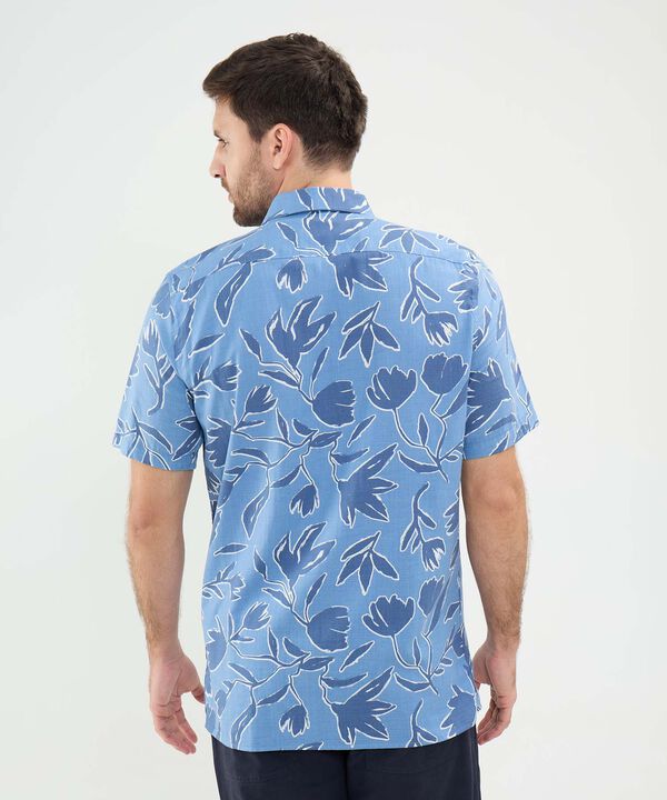 Camisa Estampada en Efecto Lino