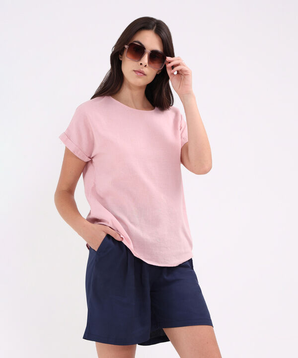 Blusa Manga Corta Unicolor image number null