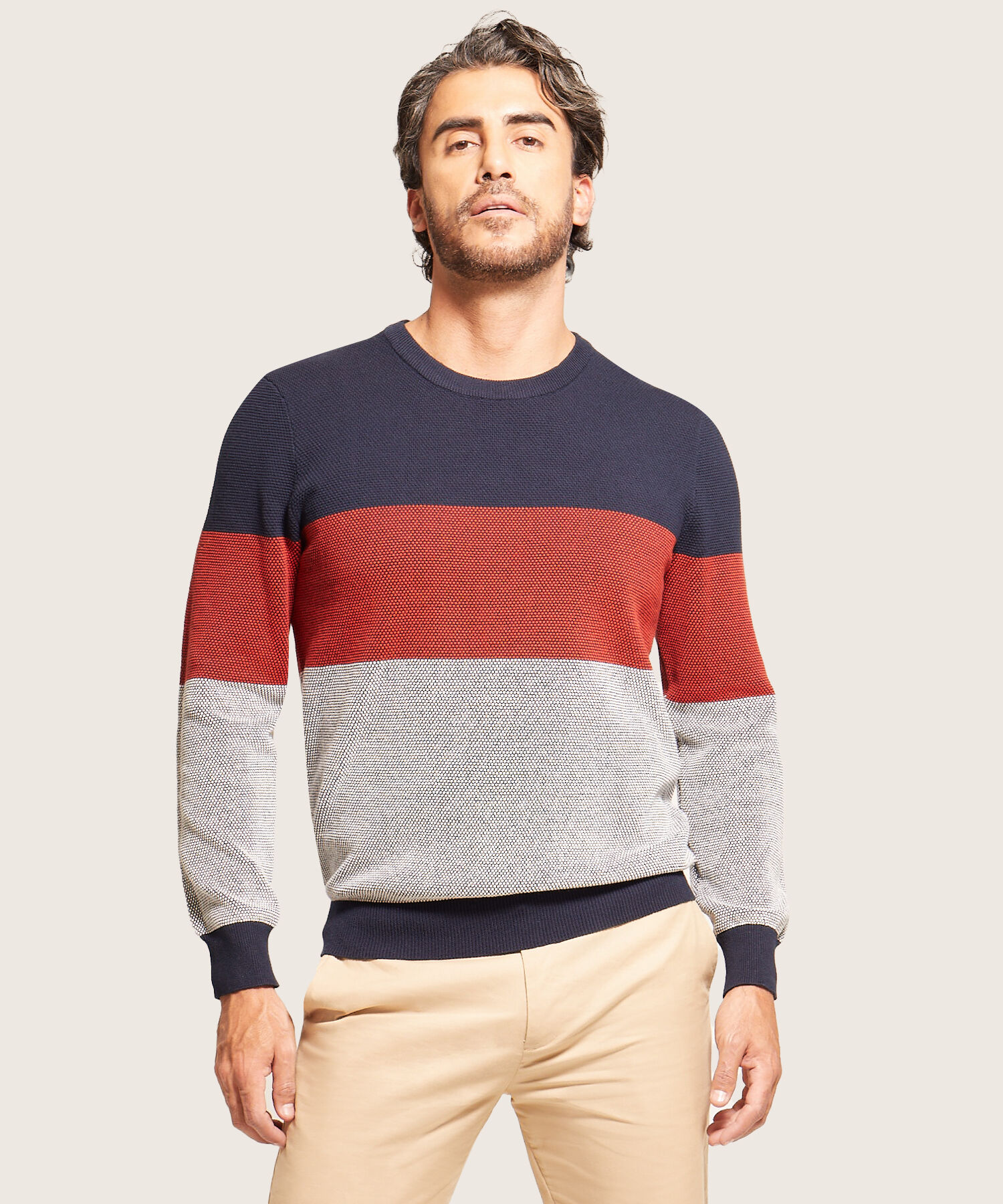 Saco Cuello Redondo Con Bloques