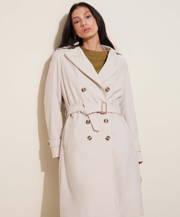 Chaqueta Trench Con Cinturon De Ajuste Manga Larga image number null