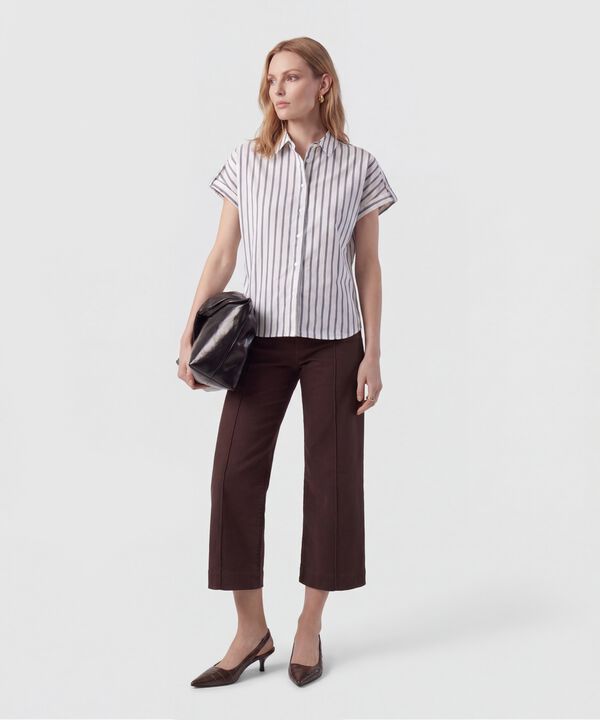 Camisa Manga Corta Con Doblez Para Mujer