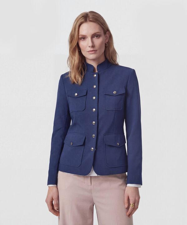 Chaqueta Tipo Militar Con Botones Para Mujer