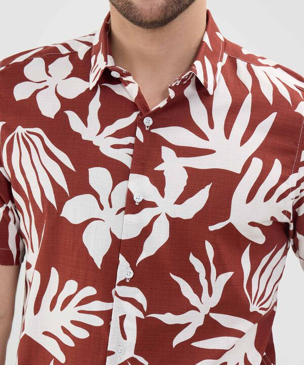 Camisa Estampada en Efecto Lino image number null