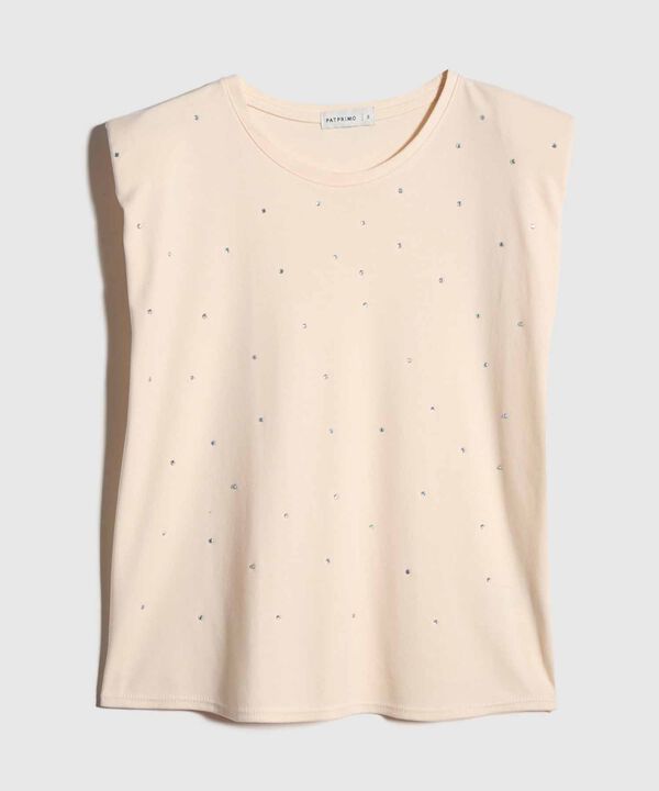 Camiseta Manga Sisa con Pedrería