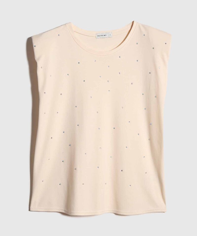Camiseta Manga Sisa con Pedrería