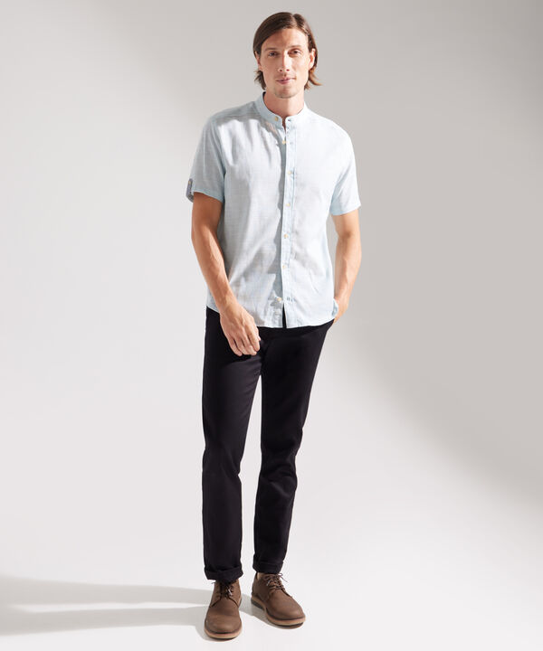 Camisa en Lino con Cuello Mao image number null